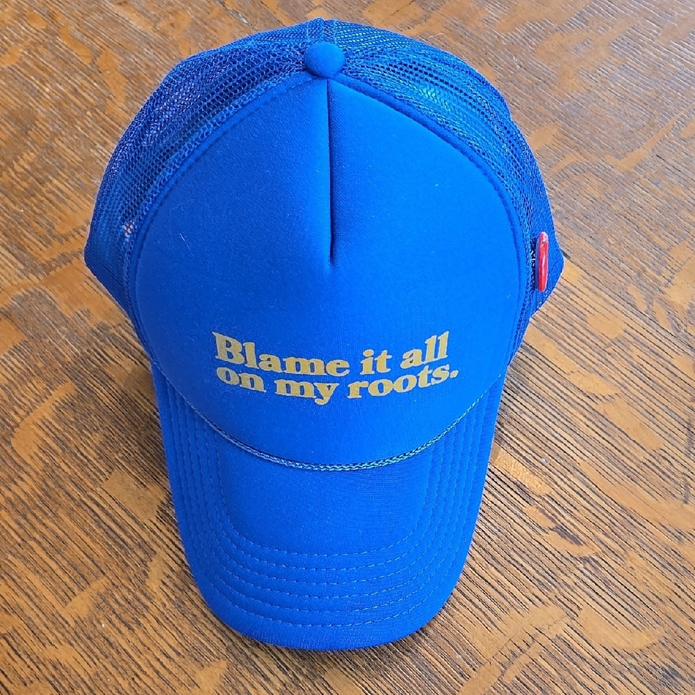 Blue Mesh Cap with Yellow Text